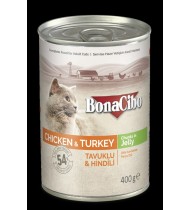 Bonacibo Canned Wet Cat Food- Chicken & Turkey 400g