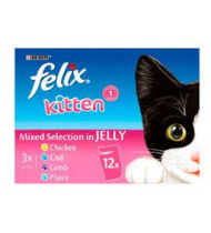 Felix Kitten mixed Selection in Jelly box Chicken Cod Lamb Plaice 12X100g Felix Kitten mixed Selection in Jelly box Chicken Cod Lamb Plaice 12X100g
